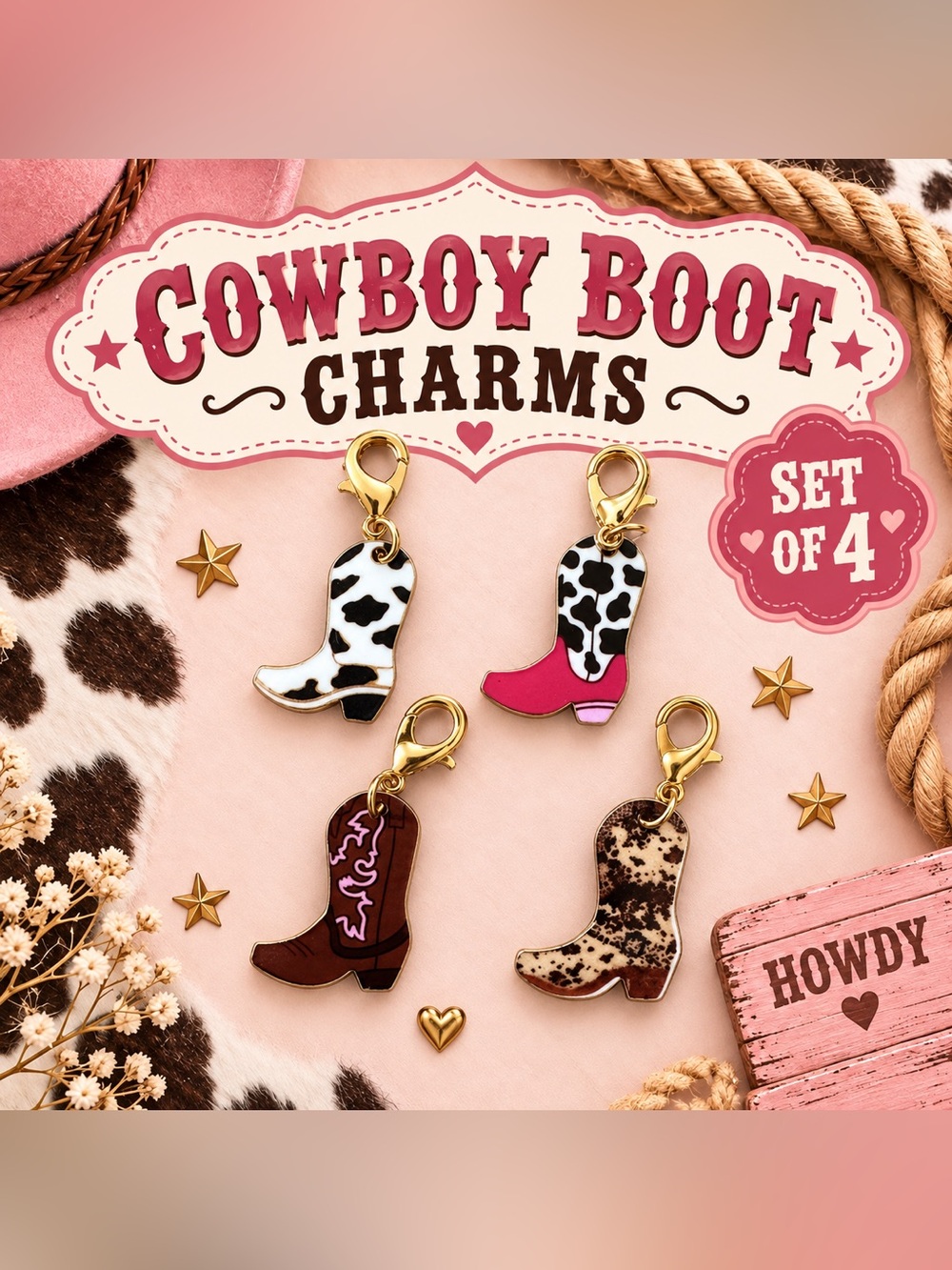 Cowboy Boot Charms - Animal Print Assorted Women's Accessories